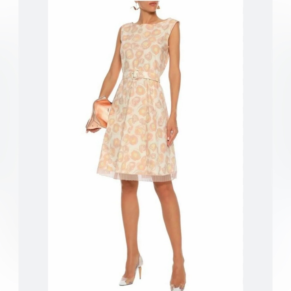 Marc Jacobs Belted Floral print Midi Dress Peach multi